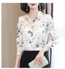 Fanieces S-4XL Fashoin Floral Print Blus Shirts Women Long Sleeve Tops Autumn Causal Loose Clothes Blusa Mujer 6375 240419