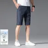 Classic Style Summer Mens Business Thin Denim Shorts Lyocell Fabric Straight-fit Stretch Blue Short Jeans Male Brand 240416