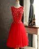 2018 Billiga sexiga Red Crystal Mini Party Homecoming -klänningar med applikationer snörning för flickor Juniors Graduation Party Prom Formal Gown8118308