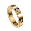 Designer trendy carter dezelfde stijl 5 mm volledige nagel één woord zes diamant titanium staal niet vervagende mode gouden ring voor mannen en vrouwen 6hbk