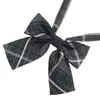 Bow Ties Vintage Gray Checkered مسبقة التعادل البوليستر الحرير الحرير العنق الياباني يابانية مدرسة jk bowtie