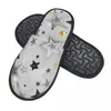 Slippers Winter Slipper Woman Man Fashion Fluffy Warm Black White And Golden Stars House Funny Shoes