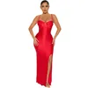 Casual Dresses Autumn Sexy Strap Split Evening Dress Women Fashion Nightclub Style Solid Long Party