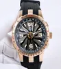 Nuovo pilota di turbina A10851 Rose Gold Case Titanium Dialtra di orologio da uomo Automatico La scala del tachimetro appare di gambe in gomma nera HE2551105