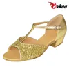 Scarpe da ballo evkoodance da sala da ballo noi 4-12 ragazze tallone basso 3 cm e 4 colori possono essere scelti comodi EVKOO-353