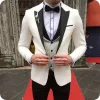 Tuxedos Groom Tuxedos Groomsmen Peak Lapel Custom Made One Button Men Suits Wedding/Prom/Dinner Best Man Blazer（ジャケット+パンツ+ベスト+ネクタイ）