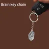 Keychains Brain Keychain Alloy Smart Brainiac IQ Key Ring Fob Chain Human