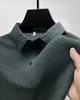 Herren Polos Eisseide Top Summer Mesh kurzärmelig T-Shirt-Hemdkragen glattes Material Polo Hälfte
