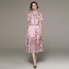 Новый винтажный цветочный принт женский миди -платья воротнички с коротки
