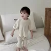 Bekleidungssets 2024 Sommer koreanische Version Baby Kinder Set für Jungen und Mädchen Haus tragen Kinder Kleidung Mädchen