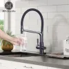 Purificatori opachi di cucina nera cucink rubinetto tocca del rubinetto per acqua pura mixer a doppia manici cucina cucina calda e fredda