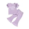 Ensembles de vêtements 2pcs Toddler Baby Girl Vêtements Dadys Ribbed Trièce à manches courtes T-shirt Pantal