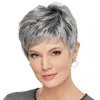 Lace Wig JOY BEAUTY Short Bob Wavy Wig Women Synthetic Silver Gray Wig Suitable for Party or Daily Use Heat Resistant Hair Style Wig Z0613
