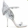 Sophia Webster Evangeline Angel Wing Sandal Plus oryginalne skórzane pompki ślubne różowe buty do brokatu kobiety Sandały motyla buty 9349760