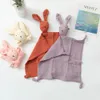 Schattige baby rammelaar Bunny mousseline handdoek geboren zacht katoen slapende poppen burp rustgevende doek deken educatief pluche konijn 240417