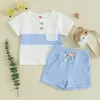 Clothing Sets 0-3Y Toddler Baby Boy Summer Clothes Cotton Soft Short Sleeve Contrast Color Tops And Solid Shorts 2Pcs Outfit