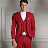 Costumes masculins couleur solide bouton à poitrine à poitrine pour les hommes à 3 pièces Slim Fit Casual for Wedding Banquet Dress Work Set Veste Veste avec pantalon