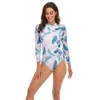 Nouveau maillot de bain monobloc, costume de surf, maillot de bain imprimé à manches longues, maillot de bain pour femmes