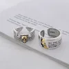 Hip Hop Personality Cool Style Letter Skull Head Contrasting Color Ring with Adjustable Opening Unisex Index Finger Ring