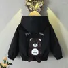 Giacche 2024 Spring Autumn Fashion Boys Coat Cartoon Bear Felpa con cappuccio per bambini Abbigliamento da abbigliamento da esterno per bambini