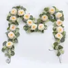 Dekorative Blumen 2m Seide Künstliche Rosenrebe für Wanddekoration Rattan gefälschte Pflanze Blätter Girlande Party Hochzeitshaus