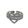 the New Silver-plated Micro-set Diamond Heart Chain Cross Ring Is a High-end Temperament Light and Luxurious An Open Index Finger Ring