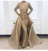 New Stunning long sleeve gold prom dresses Detachable skirt with bustle 2 pieces evening gown Australia Design 17023672842