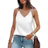 Kvinntankar Camis V Neck Tank Tops för kvinnor Silk Satin Summer Sleless Camisole S-2XL Y240420