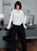 Женская блузская офисная леди женщин хлопковая белая рубашка 2024 летняя асимметричная пуговица вверх стройная талия блузка с длинным рукавом женская одежда женская одежда
