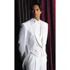 Erkekler Suits İtalya Beyaz Çifte Göğüslü Erkekler 3 Parça Blazer Pantolon Yelek Yakışıklı Ünlü Düğün Resmi Çalışma Nedensel Taazh