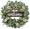 Decorative Flowers Large Vine Circle Stripe Eucalyptus Tree Simulation Berry Flower Wreath Gate Hanging Easter ChristmasDecorations