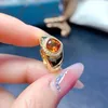 Cluster Rings Meibapj 6mm Natural Citrine Gemstone Fashion Ring For Women Real 925 Sterling Silver Fine Charm Wedding Jewelry