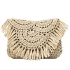 Sacs à bandouliers Paille d'été pour femmes faits à la main Tassel Beach 2024 Hands à main Woven Rattan Vacation Crossbody Clutch