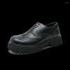 Casual Shoes Leather Men klär formellt bröllopsfest för glansig retro brogue man män oxfords