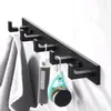 Bathroom Space Aluminum Robe Hook Wall Mounted Clothes Coat Hanger Black Accessories 240407