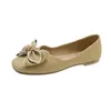 Casual Shoes 2024 Women's Bean Soft Sole Anti Slip Fairy Style Bow Shallow Mouth Versatile Mary Jane Small Leather