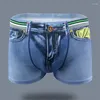 Underpants Man Denim Underwear 3D Print Boxer Sexy Male Jean Short Breathable Cowboy Comfortable Panties Calzoncillo Hombre