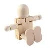 Decorative Figurines DIY White Blank Wooden Robot Doll Handicraft Toy Cartoon Drawing Graffiti Joint Puppet Craft Children's Educational