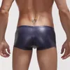 Underpants Men's Imitation Leather Solid Color Flat Underwear Protects Healthy Design