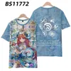 Sweat à capuche masculine Genshin Impact Nilou Style 3D T-shirt Round Collier Short Sleeve Kimono Game Streetwear Summer Fashion 2024