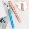 Pennor Business Jinhao 100 Acrylic Fountain Pen Color Spin Golden Pen Pea Orchid 0.5mm Nib Fude Calligraphy Office Supplies Pen Pen