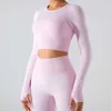 DESGINER ALOE YOGA Veste Top Shirt Centorde Femme courte Femme Sweat sans couture Femmes à manches longues à manches à manches en T Sports filetés secs Sports serrés Fitness Running Fitness