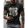 Erkek Tişörtler 2024 Yeni Erkekler Vintage T-Shirt American Plus Strt Hip Hop 66 Baskılı Kısa Slved T-Shirt Yaz Günlük Kadın Giyim Y240420