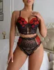 New European and American Fashion Women's Fun Underwear Sexy Women's Lace Embroidery Bag Fun Thin Fun Set N0031