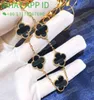 Classic Fashion 4 Leaf Clover Charm Bracelets Bangle Chain 18K Gold Agate Shell MotherofPearl For Women Girls Linka000474030969