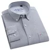 Camisa a cuadros para hombre Oxford para manga larga de alta calidad 100% puro algodón suave comodidad suave fit camisetas 240403