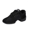 Dansskor modern mesh fyrkantig mode kvinnor jazz mjuk dans sport andas fitness sneakers canvas