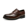 Casual Shoes Leather Comfy Men Oxford Business Work Office Lace-Up Retro Brogue Gentleman Evening Dress