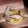 Jóias de jóias de hip hop gelado de garoto cool garoto de forma de forma de estrela -de -ringue de ouro cubic zirconia bling hiphop anéis para men318b