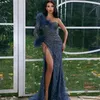 Party Dresses Elegant Prom Deep Blue Sexy Robes 2024 Sleeveless Side Split Backless Lace Gowns For Formal Vestidos De Gala